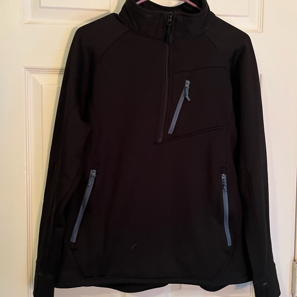 Black Women's Sweatshirt with Zipper Pockets